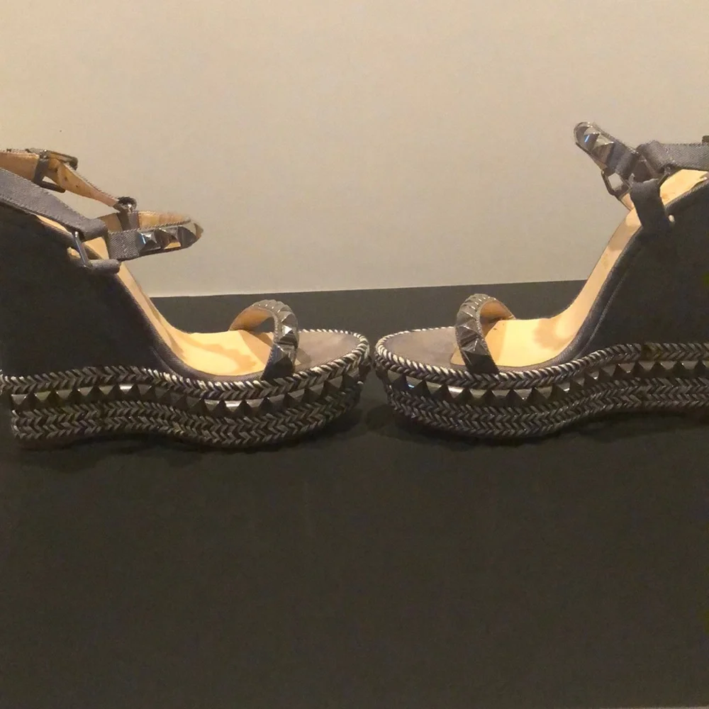 Christian Louboutin denim wedge